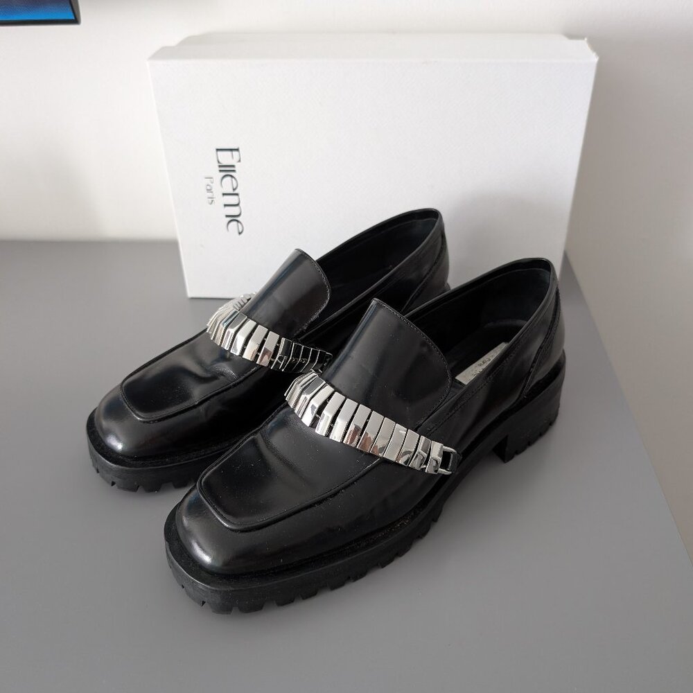 Elleme Black Leather Loafers Size 7